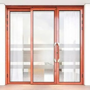 Cửa trượt xoay 3 cánh màu gỗ hương