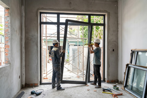 Thi công cửa nhôm kính nhà mới nên thực hiện ở giai đoạn nào để tránh đục phá?