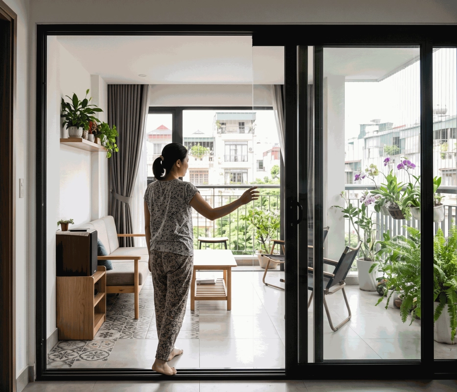 Vì sao cửa lùa nhôm kính phù hợp với những không gian cần tiết kiệm diện tích?